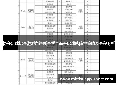协会足球比赛激烈角逐新赛季全面开启球队阵容策略及赛程分析
